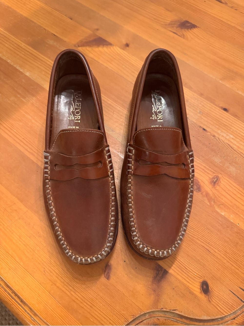 Daniele Laporte Italian Brown Leather Penny Loafers